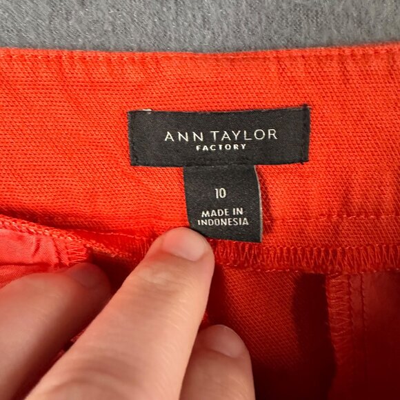 Ann Taylor Factory Womens 10 Orange Wide Leg Crop Casual Dress Pants Flat Front - Picture 6 of 11